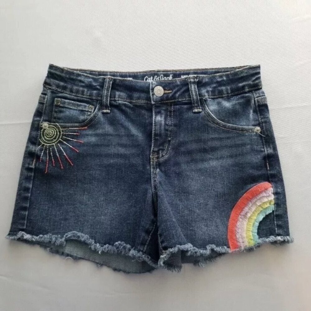 NWT Cat & Jack Rainbow Jean Shorts XL 14-16